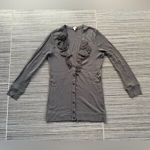 J.Crew Gray Ruffled Cardigan size small NWOT